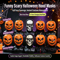 Masque de Halloween 3D en maille avec visage de citrouille fantôme, cagoule de déguisement, cache-visage pour fête et farces