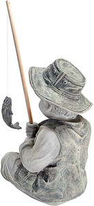 Figurine <span class=keywords><strong>de</strong></span> jardin gome naturelle, en pierre à deux tons, le petit pêcheur <span class=keywords><strong>de</strong></span> chevalière du garçon - Product Image 4