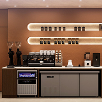 Décoration de café personnalisable, design mobile, nouveauté pour équipement commercial, intérieur de remorque, style moderne et tables pour café