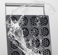 Gaufrier rond commercial électrique, mini gaufrier, 16 grilles, 1600W, antiadhésif, acier inoxydable, gaufrier belge rond