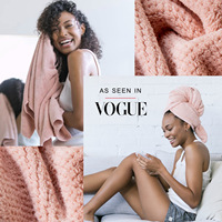 Serviettes de cheveux en microfibre, envelopper, étiquette personnalisée, Turban de séchage, serviette de cheveux en microfibre