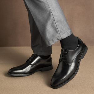 2026 High-Quality Luxury Men's Leather Formal Business Casual Full-grain Cowhide Round-<b>Toe</b> Wedding Shoes - Product Image 4