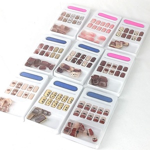 Nouvelle conception, ongles press-on colorés de style français, couvrance totale, en ABS, marque OEM avec emballage pour application sur les doigts - Product Image 3