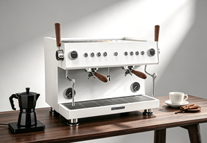 Cafetera Comercial Blanca para Cappuccino, Latte y Espresso con Doble Caldera - Product Image 3