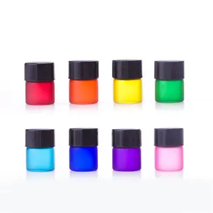 Mini Sample serum cosmetic packaging 1Ml Frosted Colored face cream oil eye essential oil glass bottle