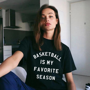 Il basket È Il Mio Preferito Stagione Stampato Maglietta Casuale Camicetta di Estate Allentato Manica Corta Appassionati di Basket Maglietta Delle Donne - Product Image 1