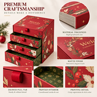 Boîte cadeau personnalisée à tiroirs en carton rigide à quatre niveaux avec ruban, emballage de Noël pour les fêtes