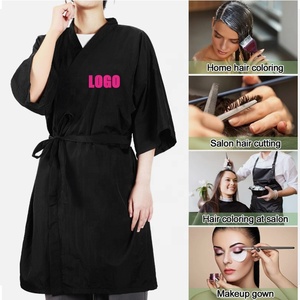 Batas de Salón de Belleza y Barbería Personalizables con LOGO, con Cintura Ajustable y Lazo, Embalaje Personalizado, de Nylon Satinado, Ecológicas y Cómodas para el Cabello - Product Image 4