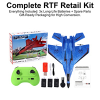 Avion planeur RC avec 3 batteries, en mousse EPP, LED, télécommandé, prêt à la vente