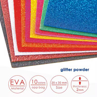 Foska 20*30CM 2mm Dicke Mehrfarbige Glitzer-Bastelschaumplatten mit Klebestreifen für Kostüme, Kunst und Bastelprojekte