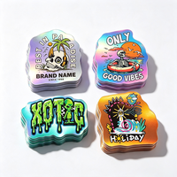 Autocollants découpés sur mesure TEDDY avec logo holographique, vinyle imperméable, autocollant holographique de dessin animé pour emballage UV