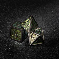 Jeu de dés en métal noir et jaune Heavy Star, 7 pièces, pour le jeu de rôle Dungeons and Dragons