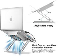 Support pour ordinateur portable en aluminium, rotatif à 360 degrés, réglable en hauteur, portable, avec double ventilateur de refroidissement