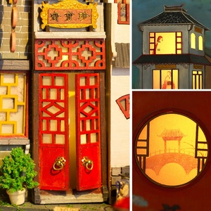 IIECREATE Rompecabezas de madera 3D Deams Jiangnan DIY Casa en miniatura Ensamblar juguetes Book Nook - Product Image 5