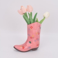 Vase à fleurs en céramique Cowgirl Boots Design Cadre élégant de style campagnard