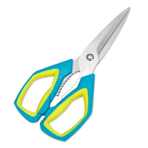 Stainless Steel <b>Kitchen</b> <b>Scissors</b> Multi Functional Straight Head Blue And Yellow For Home Use - Product Image 3