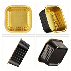 Laixinaluminum lá cupcake <span class=keywords><strong>Container</strong></span> 150/300ml chịu nhiệt lá nướng ly có nắp đậy và thìa Mini Vuông Bánh Pan - Product Image 3