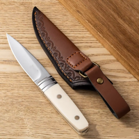 Couteau de chasse à lame en acier inoxydable de haute qualité, couteau tactique personnalisé pour le camping en plein air, lame fixe avec étui en cuir