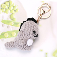 Porte-clés en peluche au crochet, petit dinosaure, pendentif de sac tissé à la main, adorable pendentif en peluche fait main