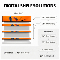 Barra de Pantalla Extensible 4K para Publicidad en Texto, Pantalla Ancha de Alto Brillo de 23.6 Pulgadas, Monitor de Estante para Comercios, Señalización Digital para Centros Comerciales