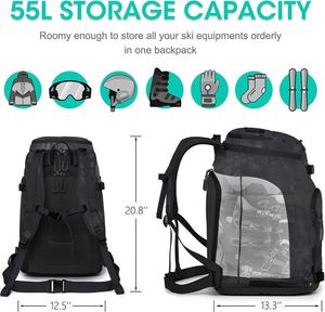 Sac à dos de ski professionnel de haute qualité, imperméable, avec poche pour chaussures, fabriqué en usine BSCI, très vendu - Product Image 3