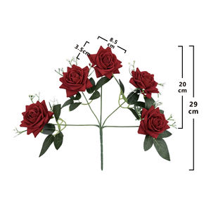 Venta al por Mayor Directa de Fábrica, 5 Cabezas de Rosa de Terciopelo, Simulación de Paniculata, Rosa Pequeña con Forma de Cuerno para Decoración Floral - Product Image 2