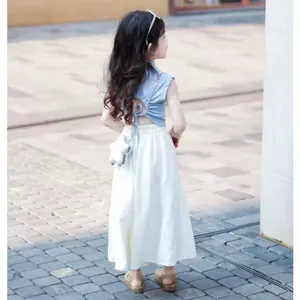 Nueva <span class=keywords><strong>moda</strong></span> 2 uds. Conjuntos de ropa para niñas sólido sin mangas sin espalda Top de punto + Pantalones sueltos casuales trajes para niñas - Product Image 3