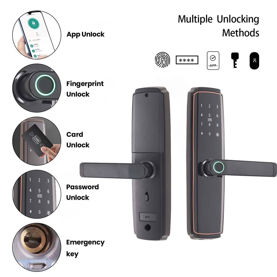 New Design Brown Keyless Fingerprint Scan Card Password Key Smart Door ...