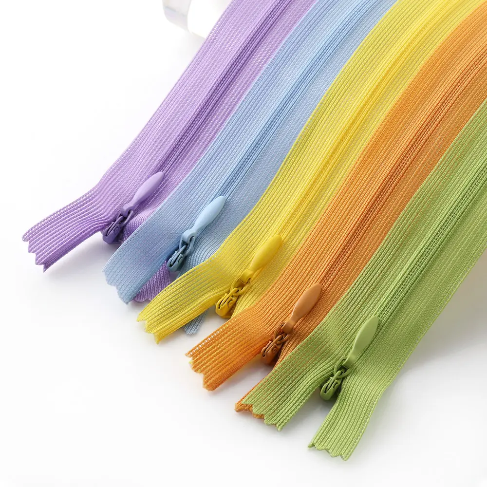 Wholesale Colorful Zip for Women Dresses Custom Invisible Zippers 3# Fabric Tape Nylon Invisible Zipper