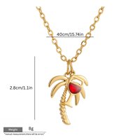 Colliers tendance style été en acier inoxydable plaqué or avec pendentif émail coloré fruits tropicaux, accessoires de bijoux DIY
