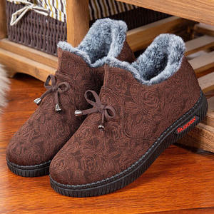 <strong>Women's</strong> Winter Thickened Slip-On Cloth Shoes Plush Fleece Lining Home <strong>Slippers</strong> Ladies Warm Outdoor Flats Short Ankle <strong>Boots</strong> - Product Image 1