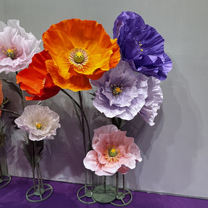 Accessoires de mariage T277, grande fleur géante en papier, fleur géante qui s'ouvre et se ferme automatiquement, décoration de mariage pour événements - Product Image 1