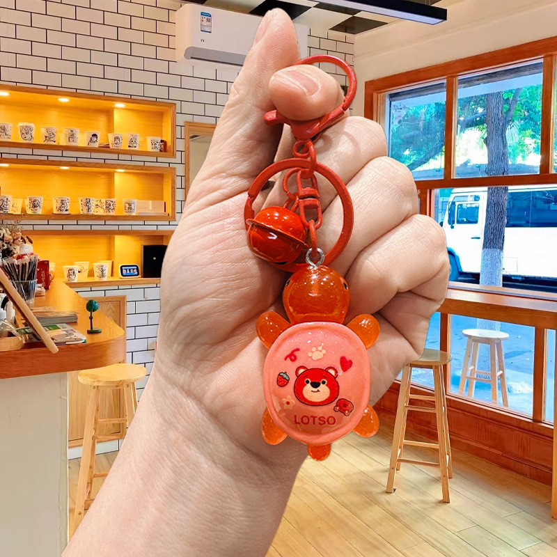 Cartoon luminous little turtle keychain - red bear