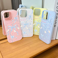 Coque de téléphone rose avec nœud papillon argenté pour iPhone 16 Plus 15 Pro Max 14 13 12 11, coque IMD, étui de protection arrière pour mobile