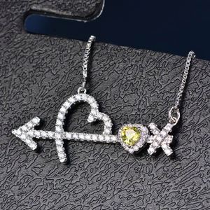 Joacii la flecha <span class=keywords><strong>de</strong></span> <span class=keywords><strong>Cupido</strong></span> diseño <span class=keywords><strong>de</strong></span> corazón AAA Cubic Zircon colgante <span class=keywords><strong>de</strong></span> collar <span class=keywords><strong>de</strong></span> plata - Product Image 6
