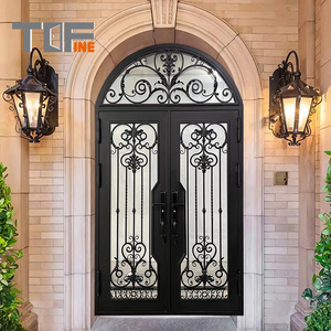 Elegant front iron <strong>door</strong> design <strong>with</strong> unique ornamental <strong>ironwork</strong> and full panel frame for luxurious home <strong>entrances</strong> - Product Image 2