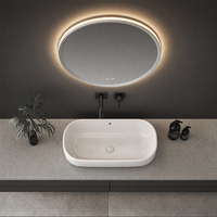 Espejo de Vanidad Redondo Moderno con Iluminación LED Inteligente IP44, Antivaho, de Pared, con Luz Ajustable para Uso en Hoteles y Apartamentos