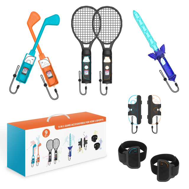New 9 in 1 Sports Bundle Game Accessories Perfect for Portable Travel Family Fun and Party Game Experience for Switch 2 Console