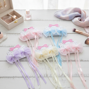 Tending Fashion ragazze accessori per capelli perla strass orecchie di gatto tessuto vendita calda all'ingrosso decorazione dei capelli - Product Image 3