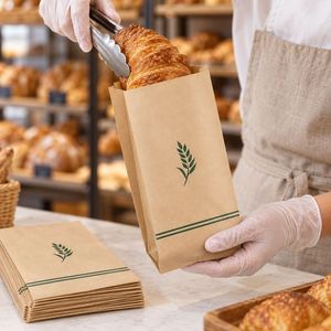 Bolsas de Papel Kraft con Fuelle Lateral y Base Plegada, Impresas Personalizadas, para Pan, Croissants, Galletas y Empaque para Llevar de Panadería - Product Image 1