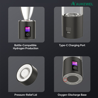 Générateur d'eau riche en hydrogène PEM par électrolyse de l'eau 270ML, bouteille d'eau hydrogénée portable avec écran couleur HD