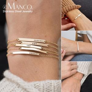 <span class=keywords><strong>Bracciale</strong></span> Minimalista EManco con Barra Personalizzata e Incisione in Acciaio Inossidabile Placcato Oro 14K, Idea Regalo <span class=keywords><strong>per</strong></span> la Migliore Amica e la Fidanzata - Product Image 3