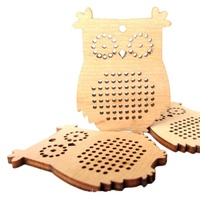 Kit de bricolage en bois pour broderie au point de croix, avec pendentifs en forme de cœur et d'hibou découpés au laser, étiquettes en contreplaqué naturel
