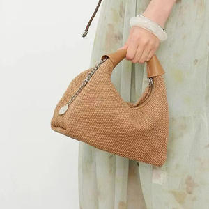 Nueva Bolsa de Rafia Tejida a Mano para el Almuerzo, Bolsa Casual Versátil Tipo Dumpling, Bolsa de Verano Moderna para la Playa - Product Image 3