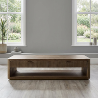 Table basse rectangulaire en bois massif de style européen luxueux, design moderne Wabi-Sabi, avec tiroirs, garantie de 3 ans pour le salon