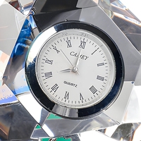 Horloge de table en cristal de haute qualité, polie au diamant, avec logo gravé au laser
