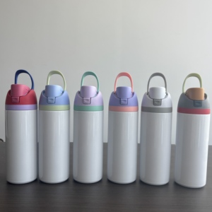 RTS 24oz Eco-Friendly Sublimation Stainless Steel Bottles <b>with</b> Portable Handle Sip <b>Lids</b> <b>and</b> <b>Straws</b> Sports Drinking <b>Cups</b> - Product Image 2