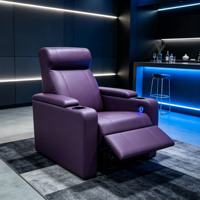 Fauteuil inclinable pour salon, fauteuil rembourré avec porte-gobelet et repose-pieds extensible pour home cinéma