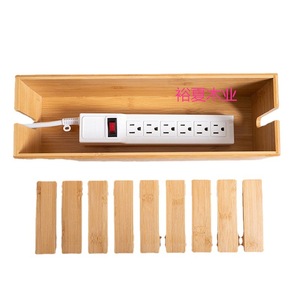 Caja organizadora de cables de escritorio de madera maciza, 2L, duradera, color bambú, almacenamiento para router, módem, regleta, gestión de enchufes - Product Image 2