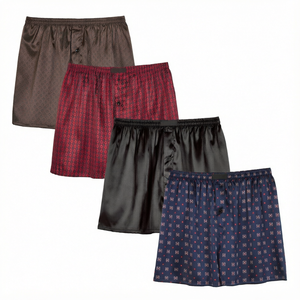 Boxers taille haute pour hommes 100 % coton imprimé, sous-vêtements d'été à coupe carrée - Product Image 1